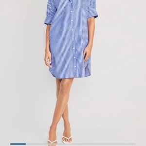 Super versatile button-down cotton dress in royal blue